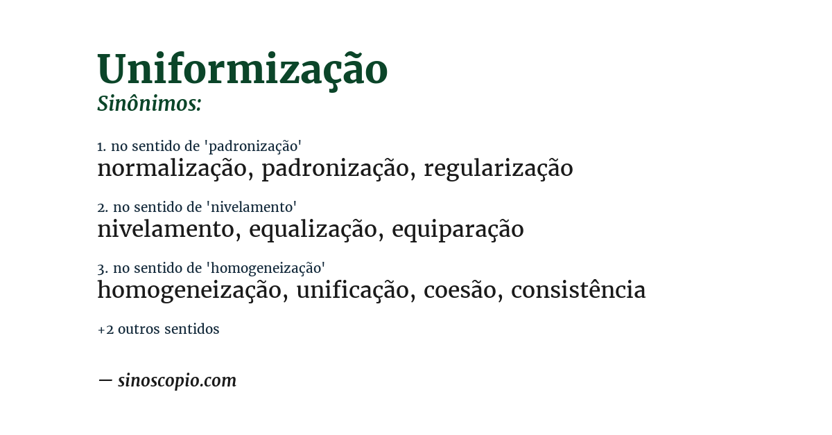 Sinônimo de uniformização