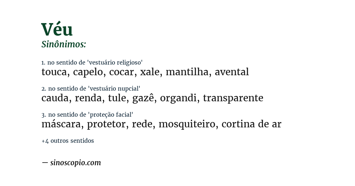 Sinônimo de véu