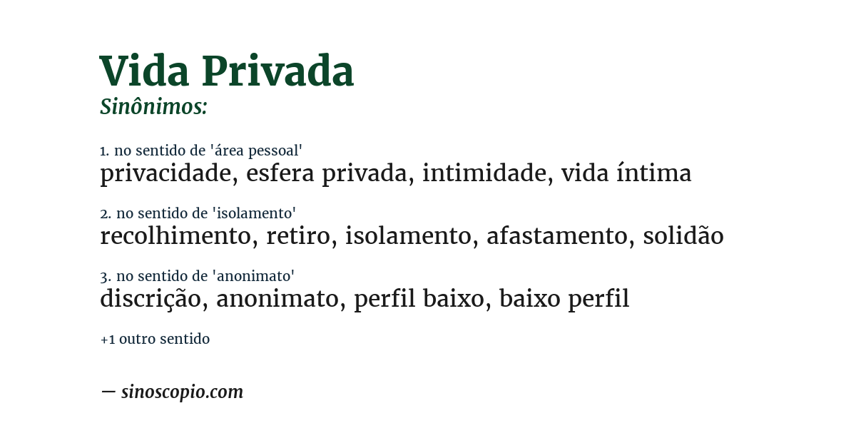 Sinônimo de vida privada