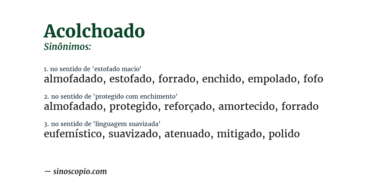 Sinônimo de acolchoado