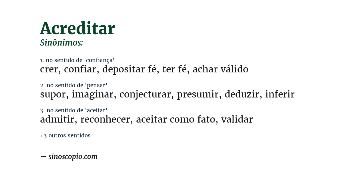 Sinônimo de acreditar