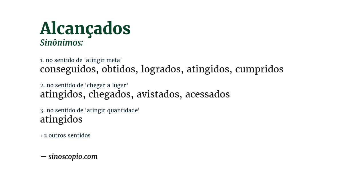 Sinônimo de alcançados