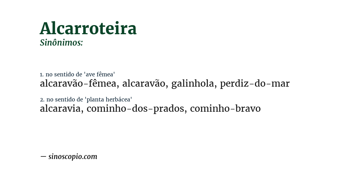Sinônimo de alcarroteira