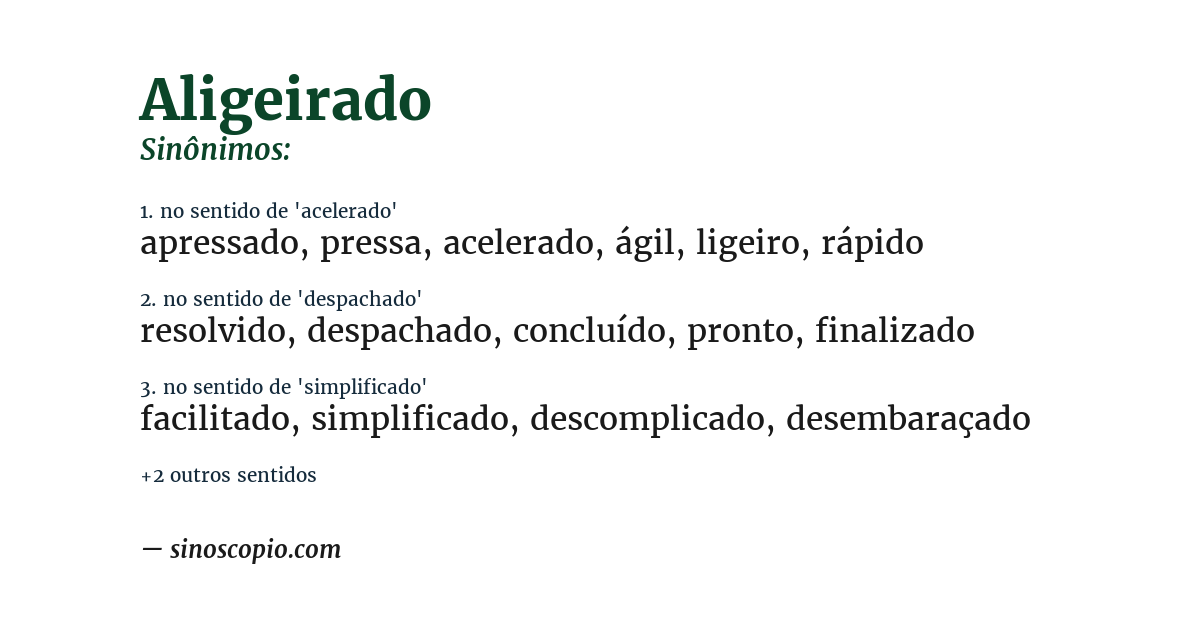 Sinônimo de aligeirado