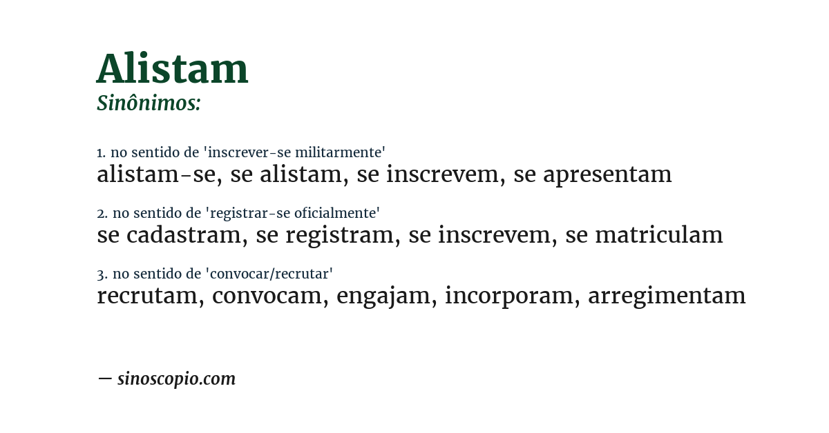 Sinônimo de alistam