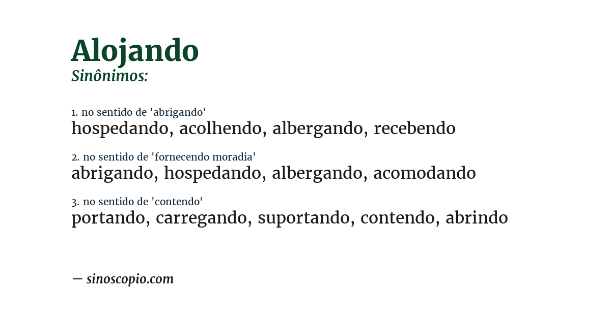 Sinônimo de alojando