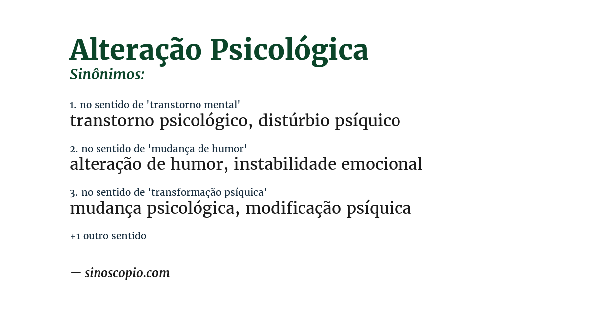 Sinônimo de alteração psicológica