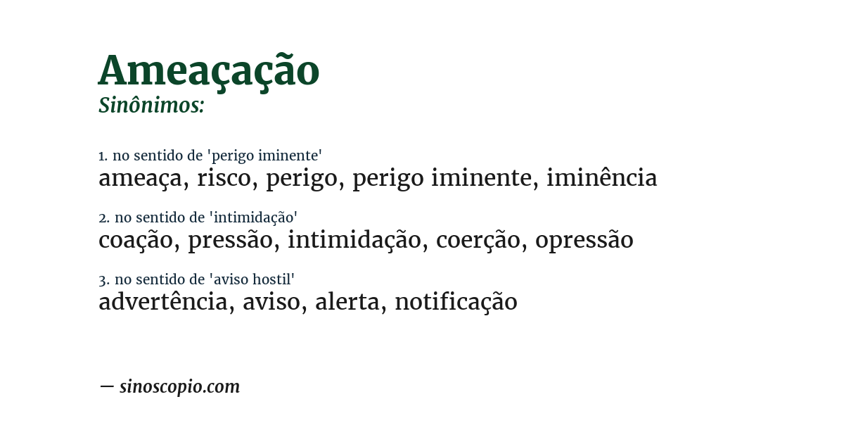 Sinônimo de ameaçação