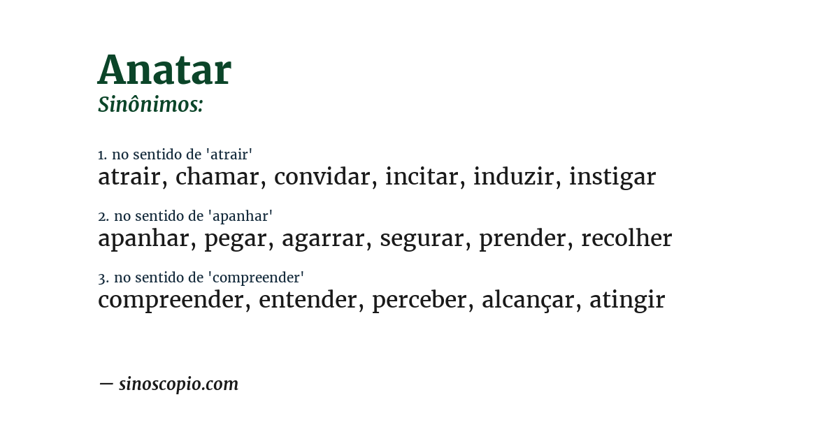 Sinônimo de anatar