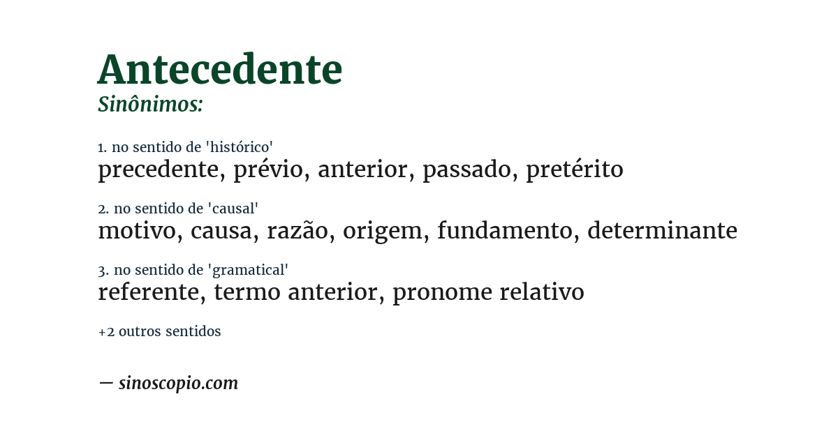 Sinônimo de antecedente
