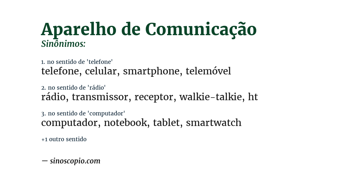 Sinônimo de aparelho de comunicação