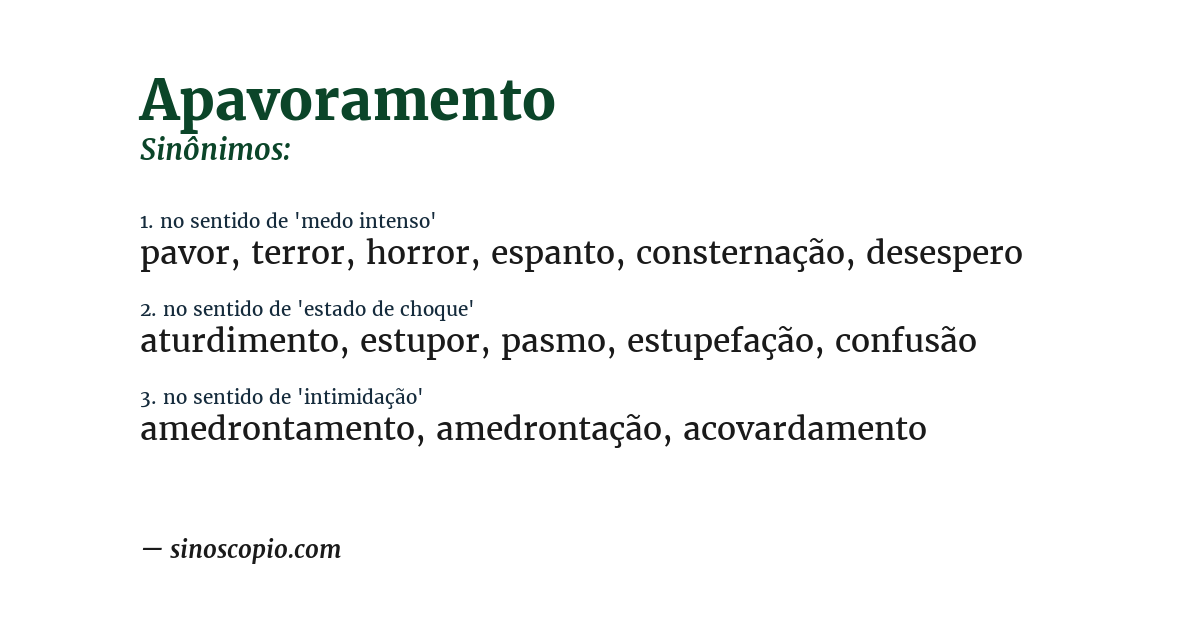Sinônimo de apavoramento