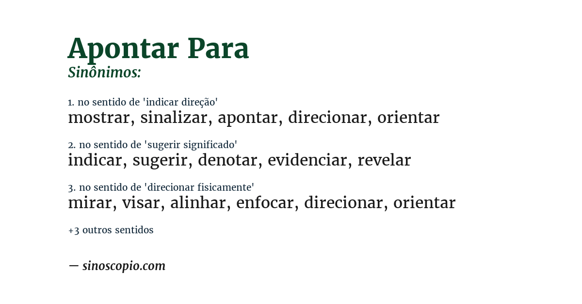 Sinônimo de apontar para