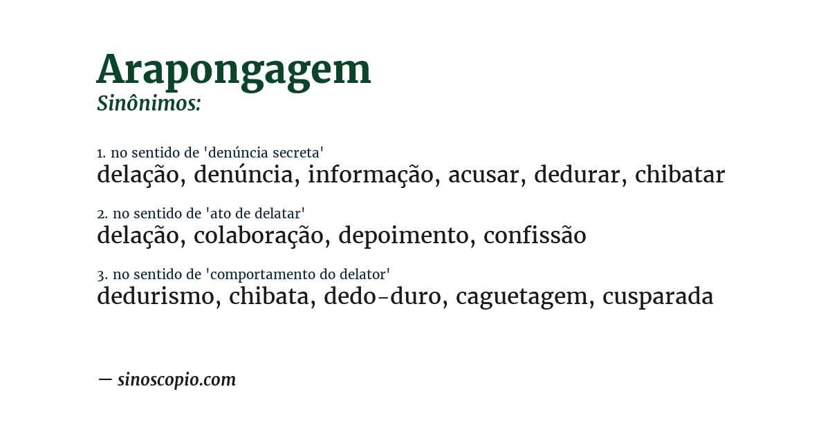 Sinônimo de arapongagem