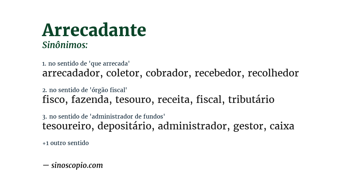 Sinônimo de arrecadante