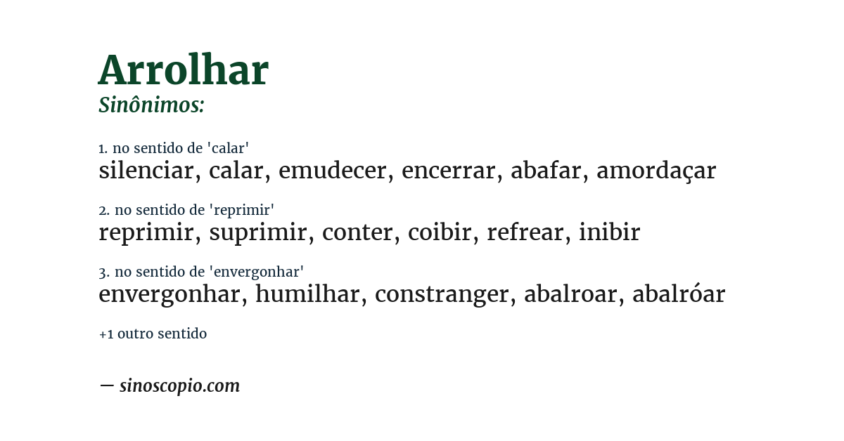Sinônimo de arrolhar