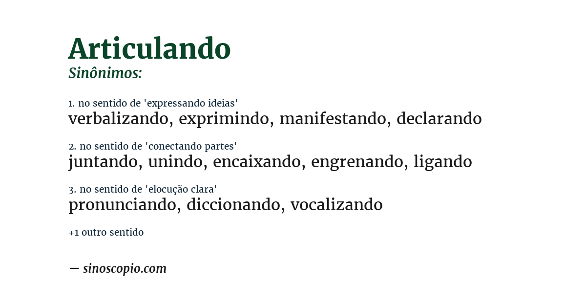 Sinônimo de articulando