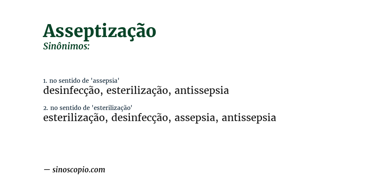 Sinônimo de asseptização