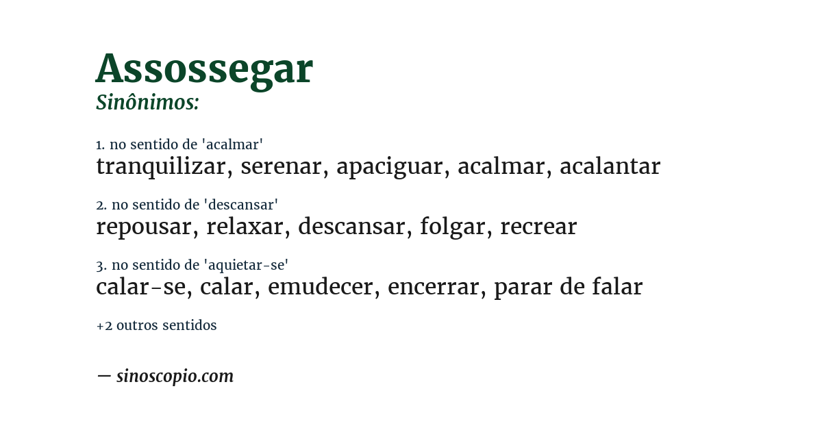 Sinônimo de assossegar