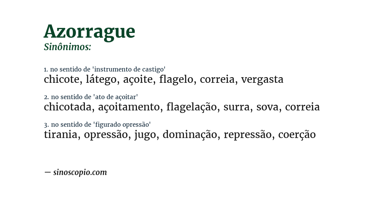 Sinônimo de azorrague