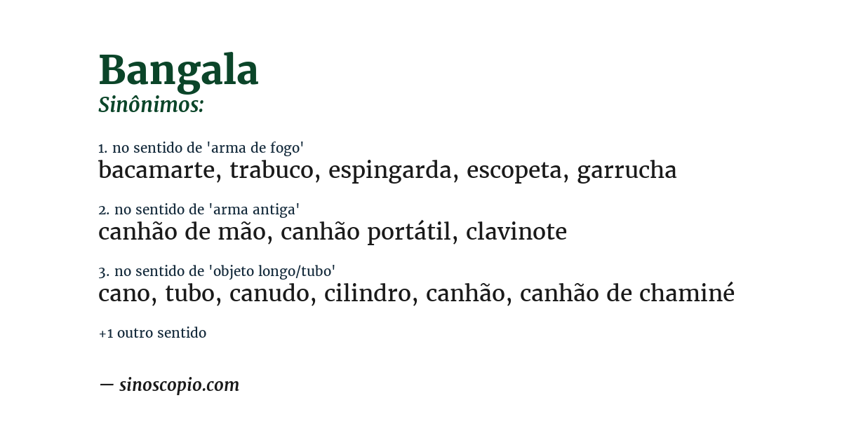 Sinônimo de bangala