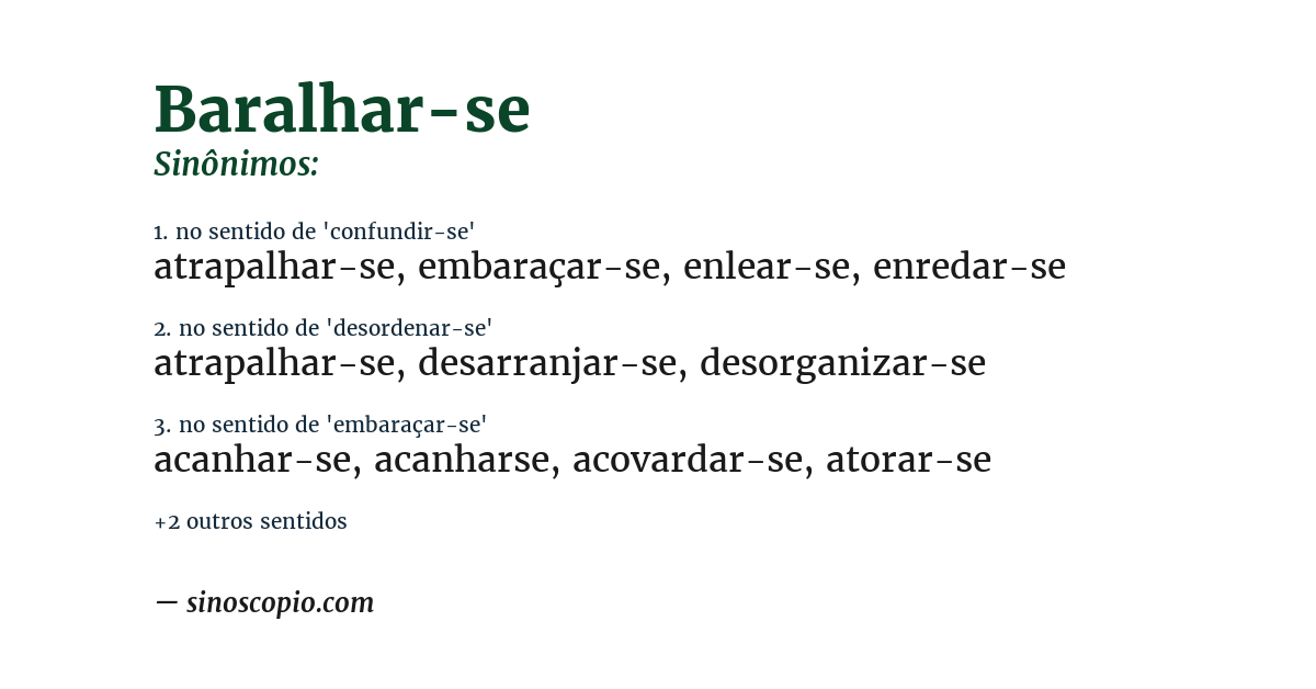 Sinônimo de baralhar-se