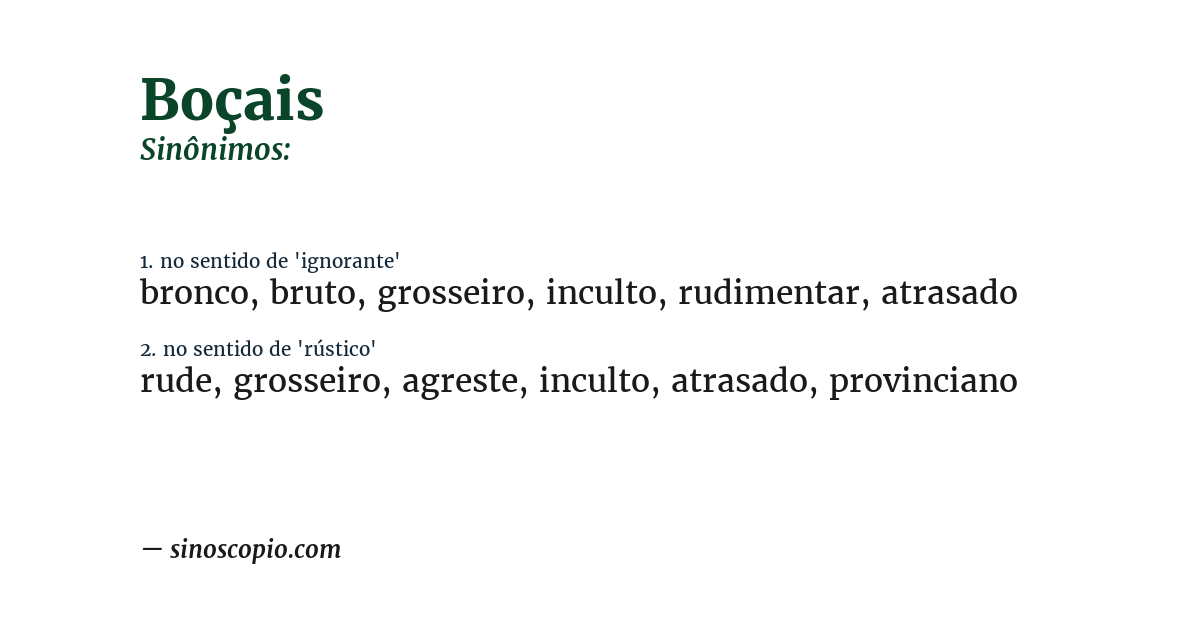 Sinônimo de boçais