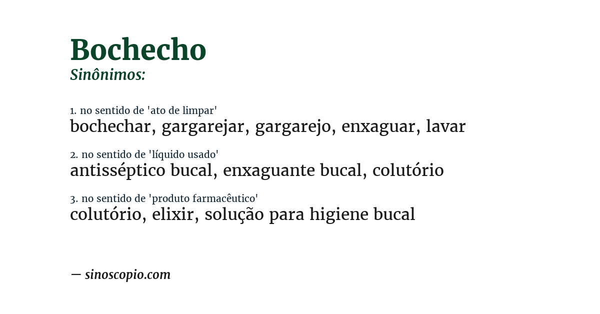 Sinônimo de bochecho