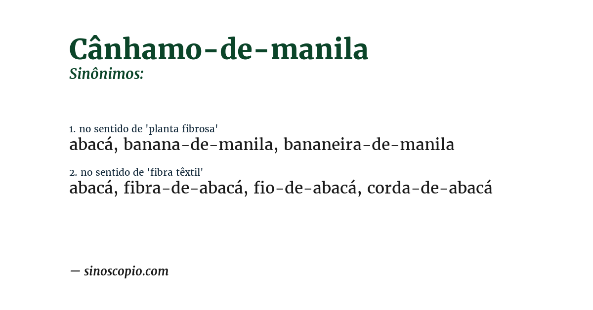 Sinônimo de cânhamo-de-manila