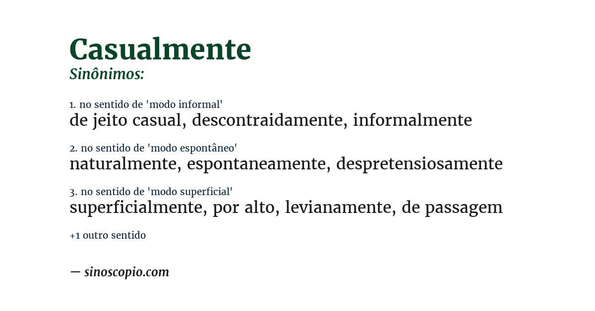Sinônimo de casualmente