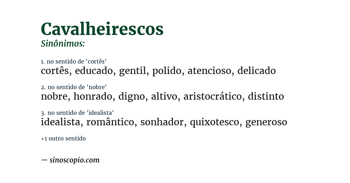 Sinônimo de cavalheirescos