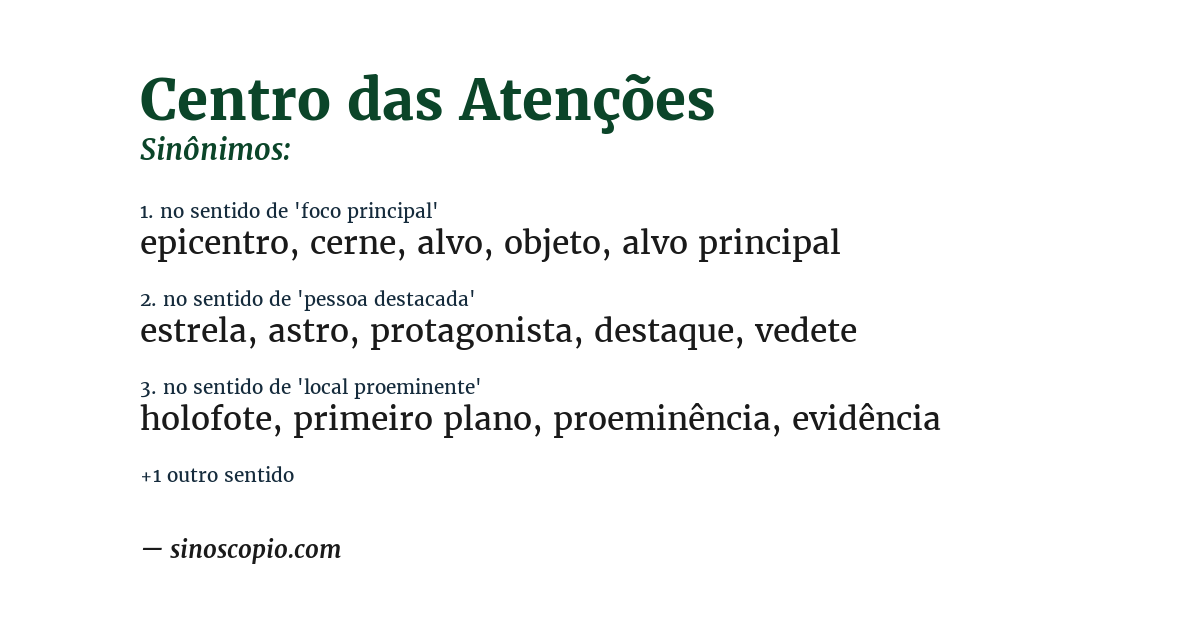 Sinônimo de centro das atenções