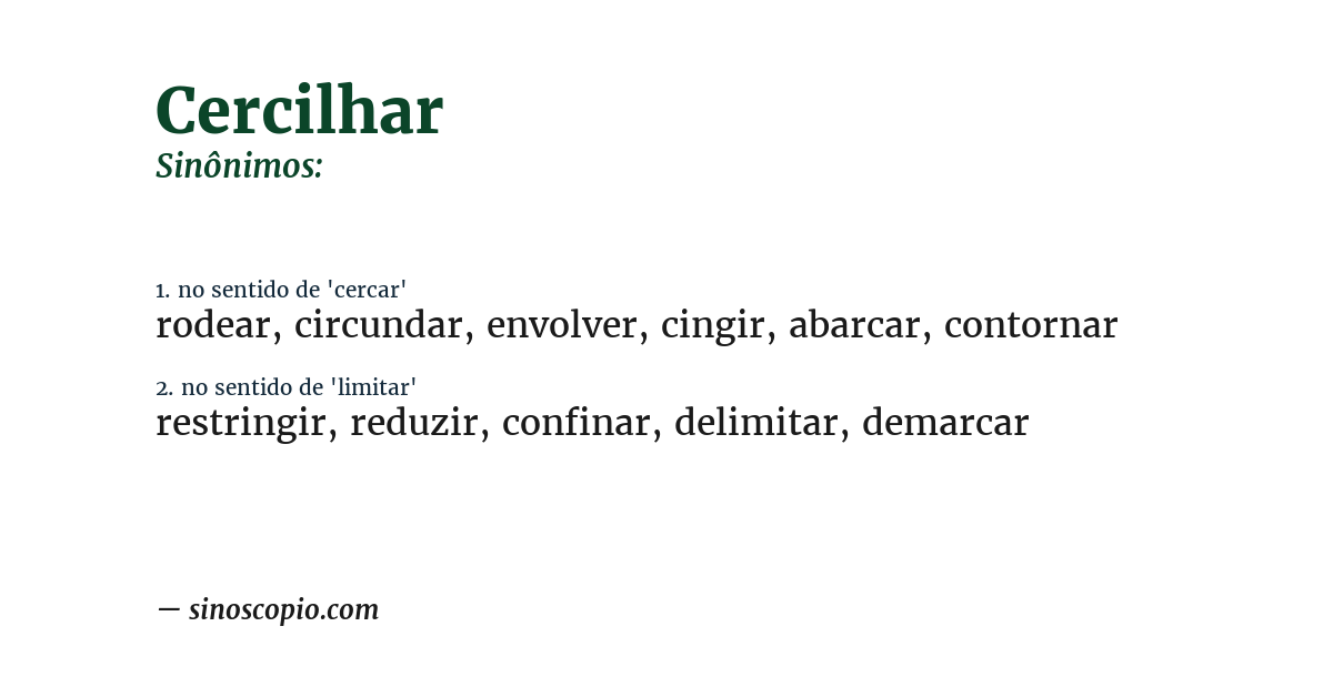 Sinônimo de cercilhar