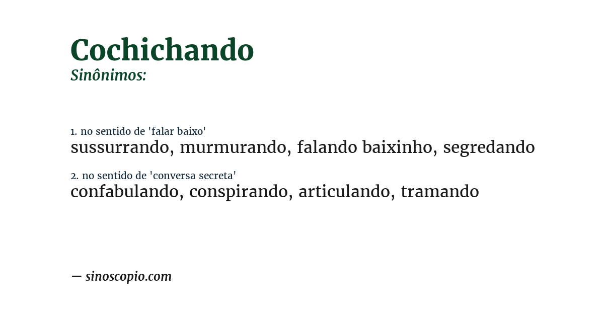 Sinônimo de cochichando