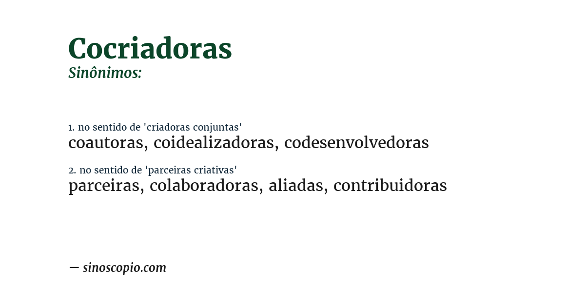 Sinônimo de cocriadoras