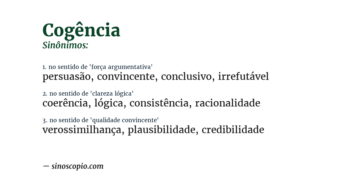 Sinônimo de cogência