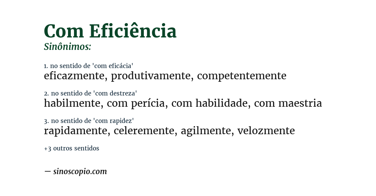 Sinônimo de com eficiência
