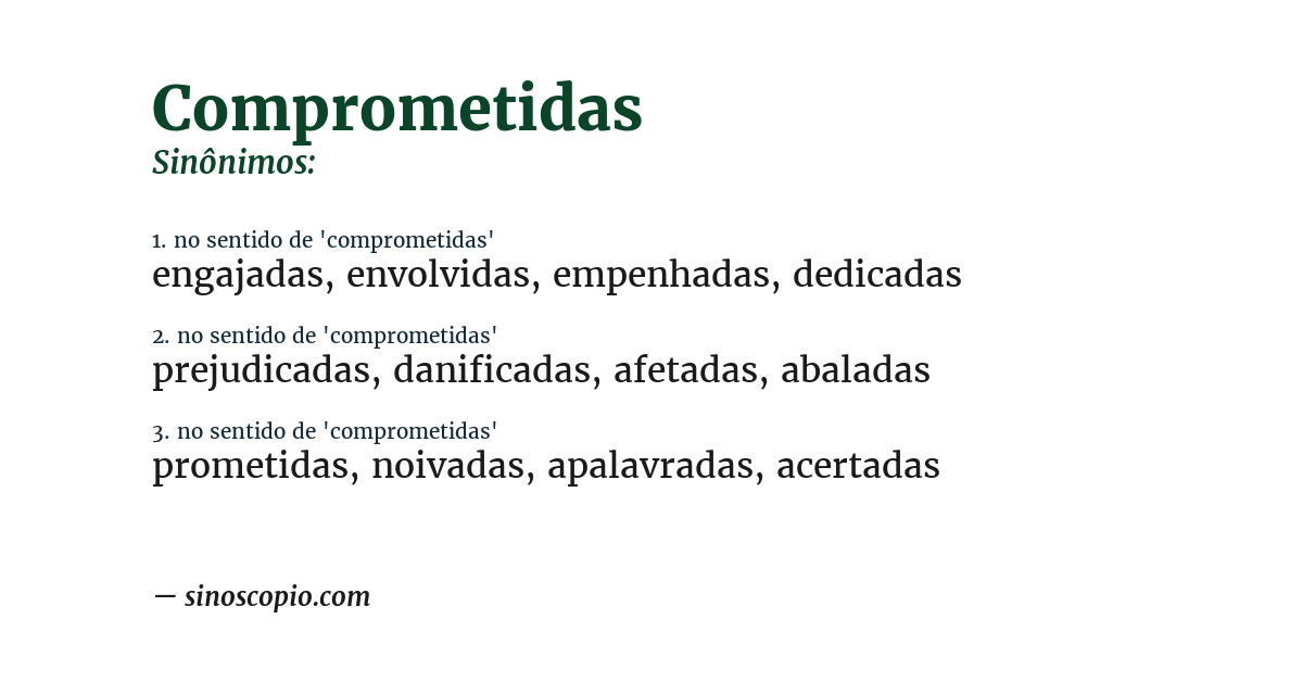 Sinônimo de comprometidas
