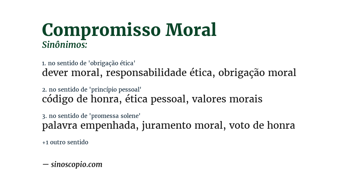 Sinônimo de compromisso moral