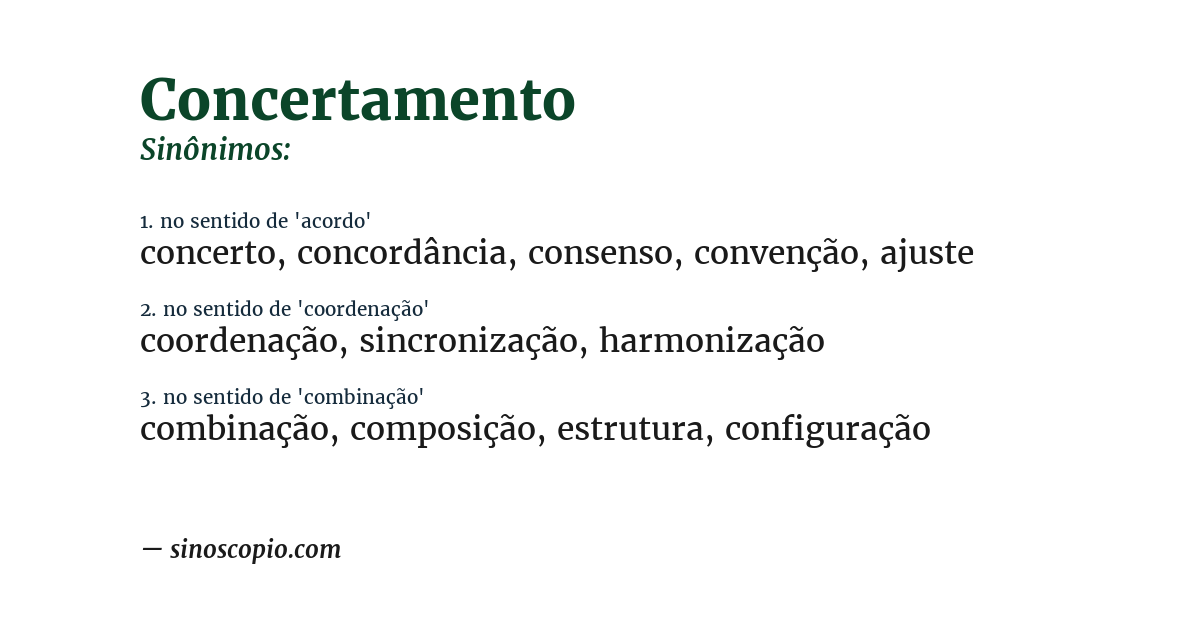 Sinônimo de concertamento