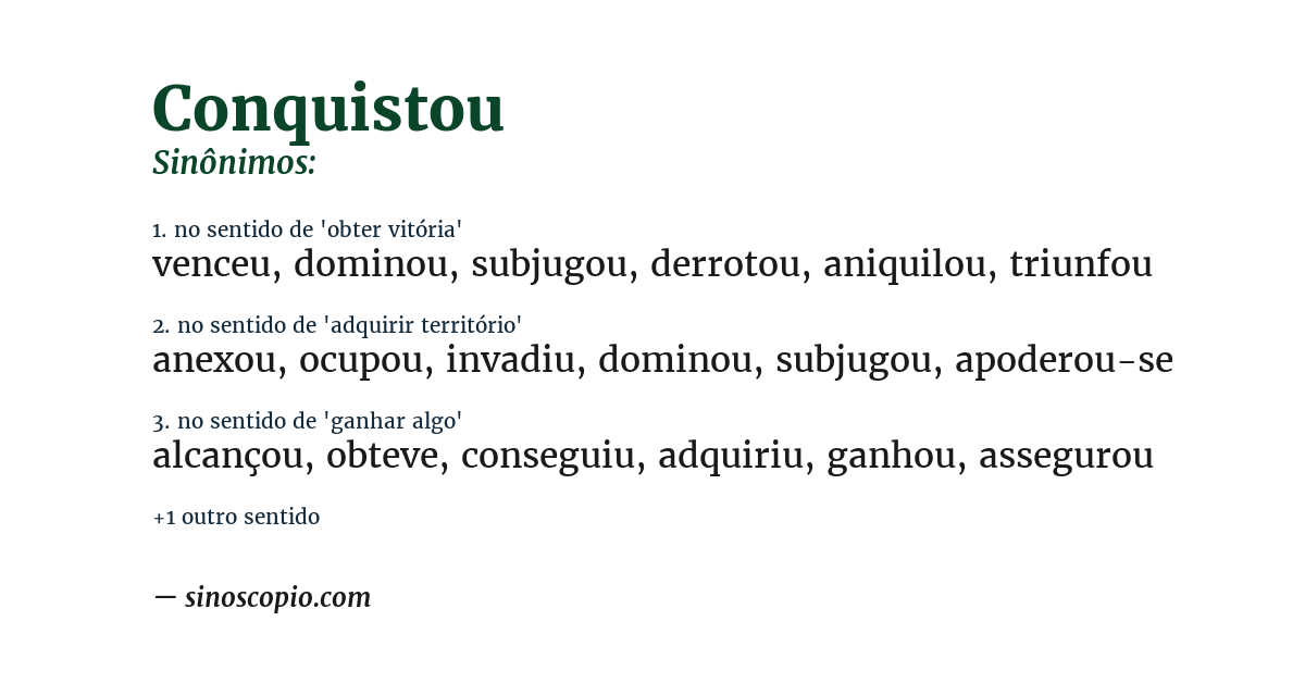 Sinônimo de conquistou