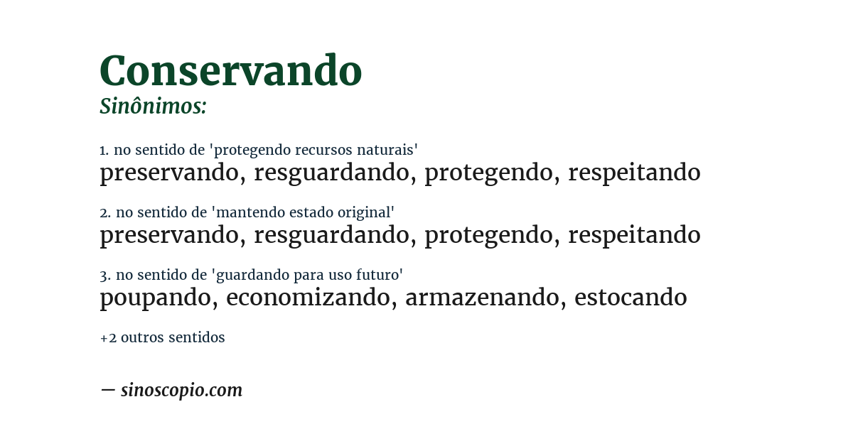 Sinônimo de conservando