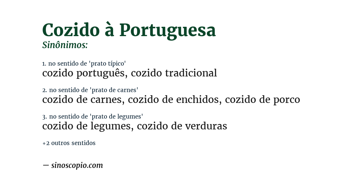Sinônimo de cozido à portuguesa