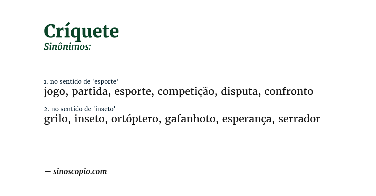 Sinônimo de críquete