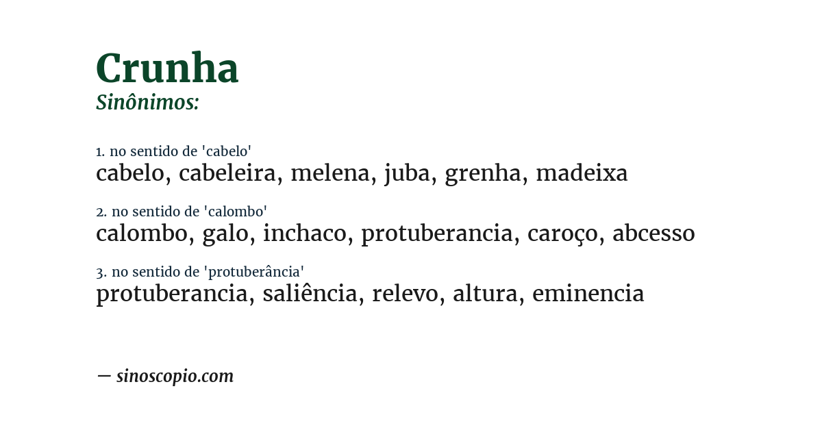 Sinônimo de crunha
