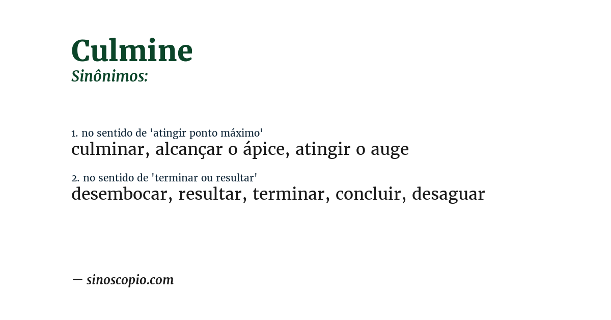 Sinônimo de culmine