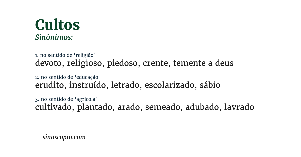 Sinônimo de cultos