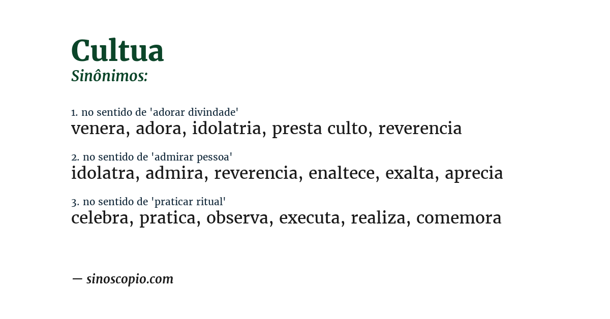 Sinônimo de cultua