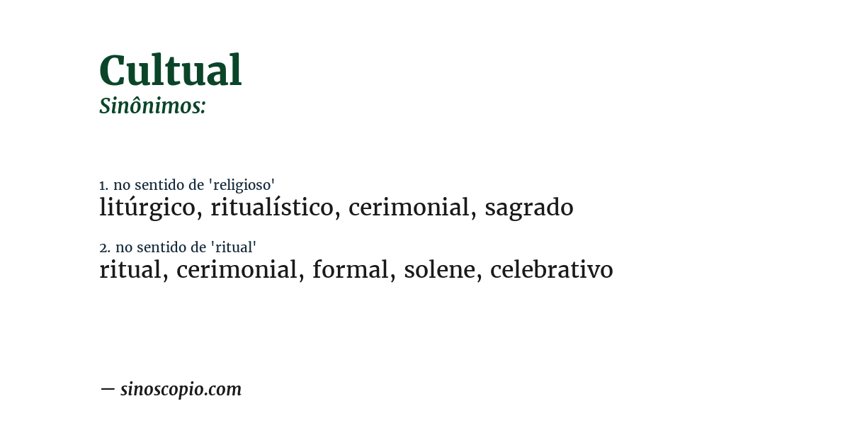 Sinônimo de cultual