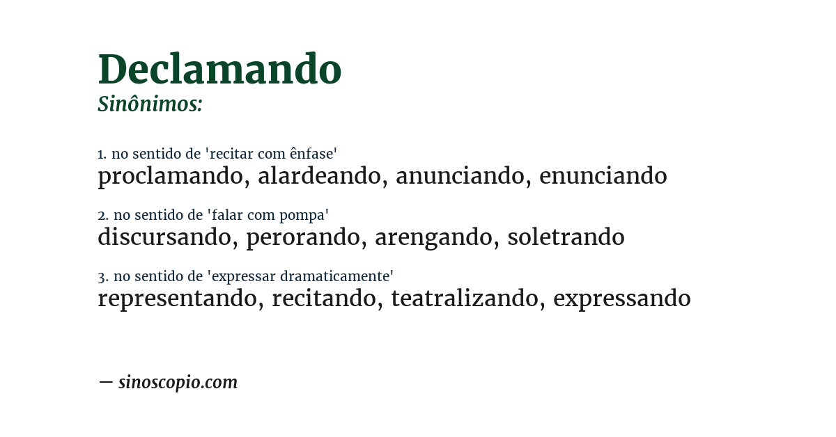 Sinônimo de declamando